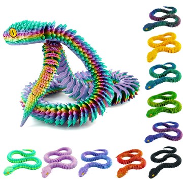 洛陽牡丹 洛陽牡丹3D列印蝰蛇擺件 關節可活動蝰蛇玩具擺件 造景桌面擺件手辦模型玩具