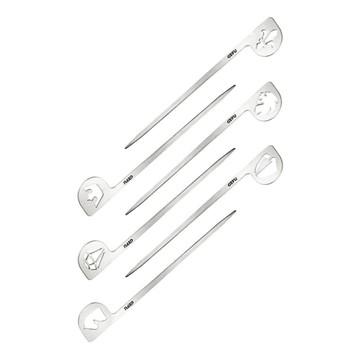 德國餐廚 不鏽鋼漢堡造型叉 2入組(不銹鋼串固定器/美式漢堡標籤叉/露營野餐擺盤裝飾)