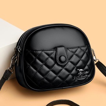 專柜品牌斜挎包2024新款多層小圓包中年女士菱格手機包休閑單肩包