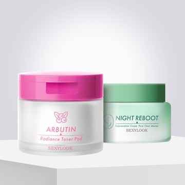 【SEXYLOOK 西西露】熊果素保濕亮白棉片(50片/盒)+仙人掌煥膚代謝夜光霜(50ml)