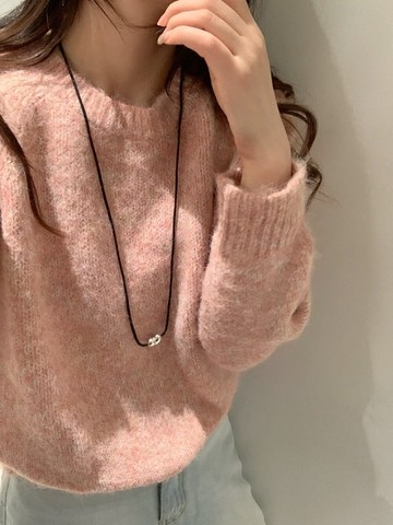 【百搭系列】冬語情懷圓領花紗毛衣