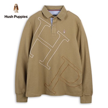 Hush Puppies POLO衫 男裝質感配色HP刺繡小狗長袖POLO衫