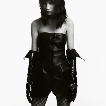 加長皮手套65cm外翻領翻邊卷邊雙面大切口超長黑色仿真皮拍照走秀