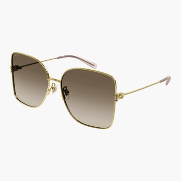 【GUCCI 古馳】方形金屬太陽眼鏡(GG1282SA-003)