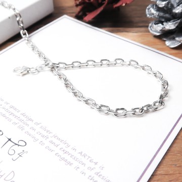 ART64 純銀 方形稜角鍊(3.5mm 寬鍊) 20吋 925純銀項鍊 搭配鍊 銀鍊子 男生項鍊