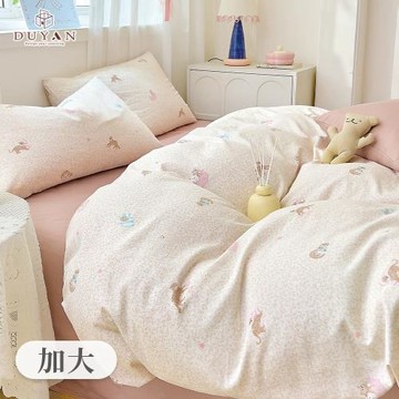 【DUYAN 竹漾】40支精梳棉四件式兩用被床包組 喵語貓眠 台灣製(加大)