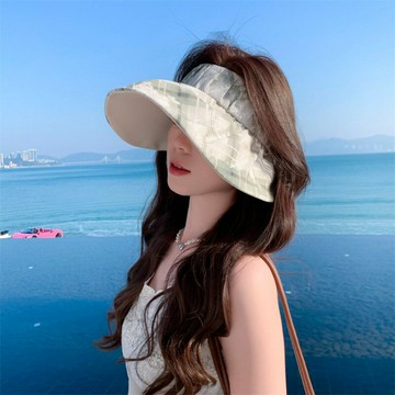 2025春夏新款輕薄透氣女神防曬帽子女夏天海邊沙灘帽可折疊空頂帽