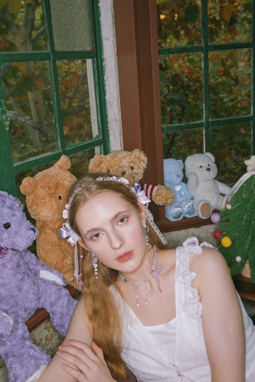 派對精靈兔耳蝴蝶結髮箍(配垂飾)