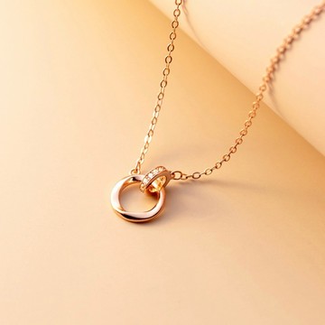 Sweet Air  全純銀 通體純銀 S925純銀 莫比烏斯環純銀項鍊 Y2375 鑲鑽圓形相扣純銀頸鏈