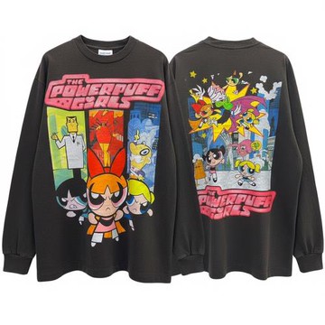 美式大碼男女oversize小眾高街ins趣味卡通涂鴉男女同款短袖T恤