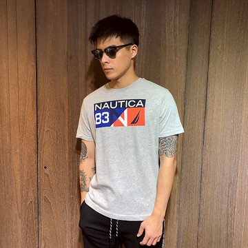 美國百分百【全新真品】Nautica T恤 圓領 帆船牌 T-SHIRT 短袖 logo 短T 灰色 S M號 AC91