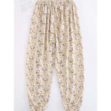 純棉綢睡褲女夏季沙灘空調長褲舒適寬松大碼人造棉女士家居褲薄款