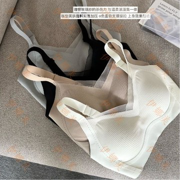 【臺灣出貨👙】內衣女小胸聚攏收副乳防下垂提拉軟支撐網紗吊帶條紋固定杯文胸罩【伊娜美】