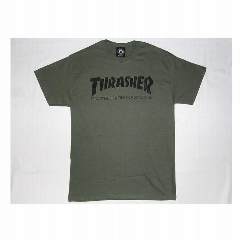 Thrasher スラッシャー Magazine マガジンロゴ Tシャツ Army ミリタリーグリーンx黒 通販 Lineポイント最大0 5 Get Lineショッピング