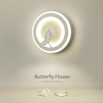 壁燈北歐創意白色樹葉臥室床頭燈簡約現代奶油風兒童房間墻壁燈具 雙11全館免運