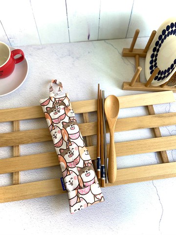 柴犬輕巧防水餐具袋 環保 好收納 易清洗