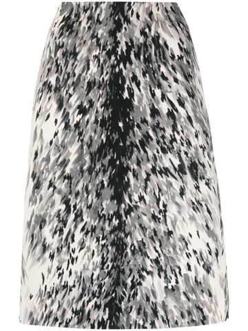 TOTEME - abstract-print midi skirt - women - Wool/Cupro - 34 - Grey