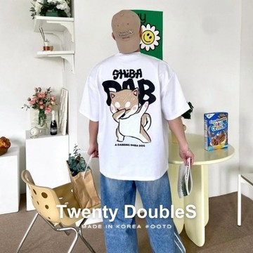 【20ss_select】韓國 SHiBA柴犬手繪短T 短T 落肩寬鬆 情侶衣 韓國男裝 男生短袖 女生短袖 短袖 上衣