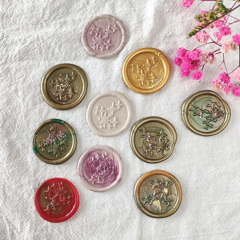 手工火漆封蠟貼紙 閃亮繁星手帳封蠟 Sealing Wax Coin Sticker