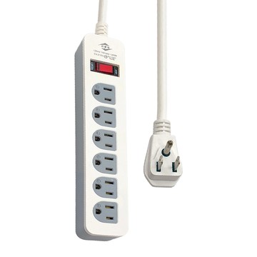 WeiTien 威電 1開6插 電源線組 過載斷電 125VAC 15A 1650W  1.2m  白色  1個