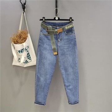 牛仔哈倫褲女小個子秋冬高腰寬松蘿卜褲2025新款女士九分老爹褲
