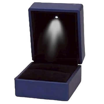 SOLARFRI 方型LED燈鑽戒指盒 首飾盒 珠寶盒 求婚 情人節禮物  藍色  1個
