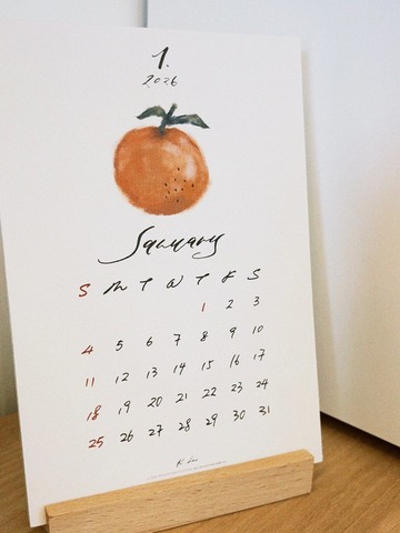 2026 木座桌曆 文青插畫風配合手寫字