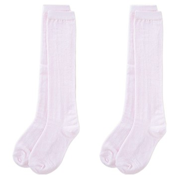 Lollitree 兒童夏季網眼中筒襪2件組  9~10歲  粉紅色