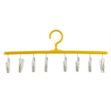 糖果色8夾曬衣架 優選PP材質 360度旋轉  黃色  1組