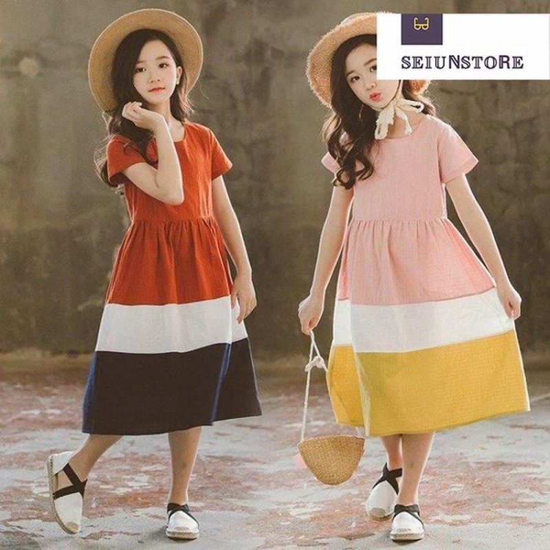 韓国子供服 子供ワンピース 配色 半袖ワンピース 春夏 可愛い きれいめ 女の子 通学 スポーツ キッズカジュアル 小学生 中学生 オシャレ 通販 Lineポイント最大0 5 Get Lineショッピング