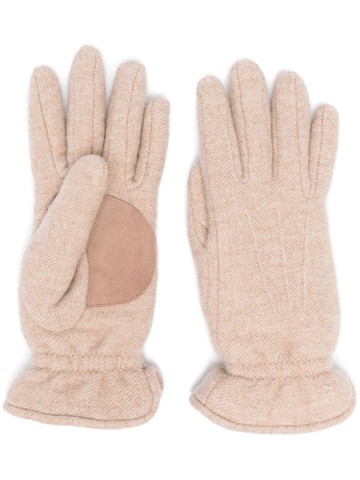 Giorgio Armani - panelled leather gloves - women - Wool/Sheepskin/Cashmere/Cashmere - L - Neutrals