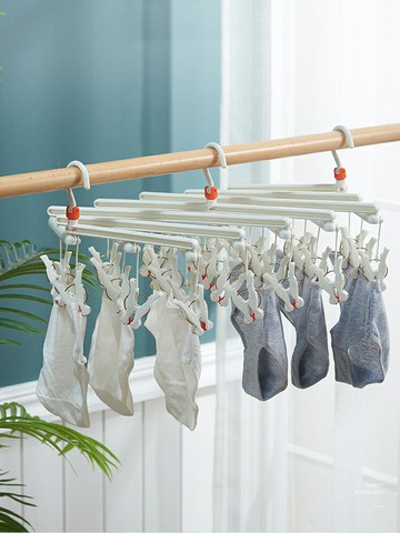 防風晾衣架多夾子衣架內衣兒童襪子架嬰兒家用伸縮多功能晾曬陽臺