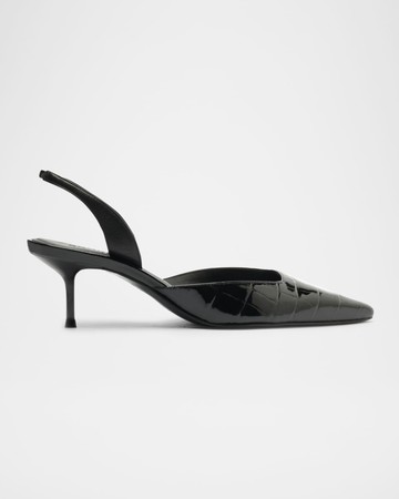Paola Croc-Embossed Leather Slingback Pumps