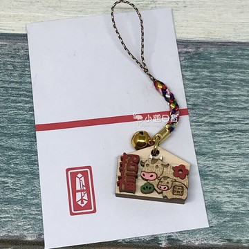 【現貨】小鶴日貨｜日本製 牛年 親子牛 招福 木製雕刻 鈴鐺吊飾