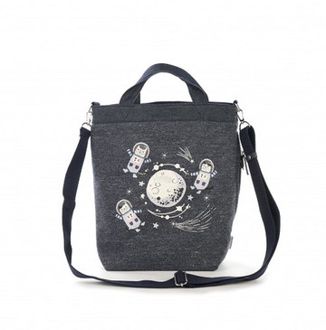 Kusuguru Japan  貓丸系列宇宙太空喵星人大容量手提包 肩背包 藍