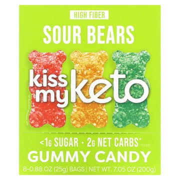 Kiss My Keto, 軟糖，酸小熊糖，8 袋，0.88 盎司（25 克）
