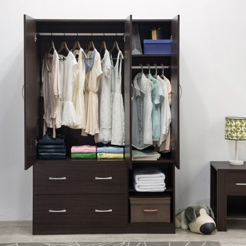 【TZUMii】雅緻三門二抽衣櫥-凝雪白沉穩棕