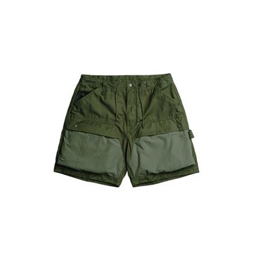 皺感拼色可調節腰圍伐木短褲工裝