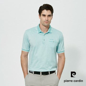 pierre cardin 皮爾卡登 男款 吸濕排汗緹花短袖polo衫-藍綠色(5257209-42)
