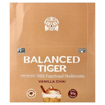Balanced Tiger, 蛋白棒，香草印度茶，12 根，每根 1.55 盎司（44 克）