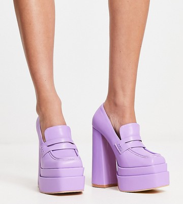 Daisy Street Exclusive double platform heeled loafers in purple