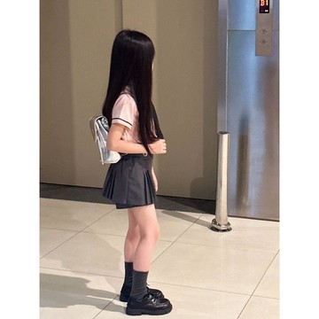 Mini baby🌷多巴胺女童套裝夏季兒童短袖百褶裙學院風套裝