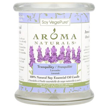 Aroma Naturals, Soy VegePure®，全天然大豆精油蠟燭，寧靜，薰衣花草香，8.8 盎司（260 克）