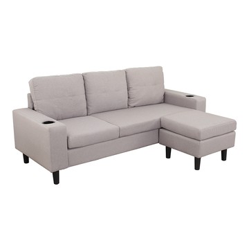 【多瓦娜】慕德小L型布沙發-三色淺灰