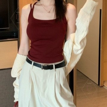 【𝘿&𝙎】🎀美背交叉吊帶背心 吊帶辣妹背心女 背心小可愛 2025新款 外穿帶胸墊 內搭顯瘦 打底上衣夏季 細肩帶背心