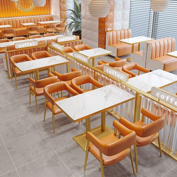 咖啡西餐廳卡座沙發輕奢清吧奶茶甜品漢堡蛋糕店靠墻網紅桌椅組合 8143