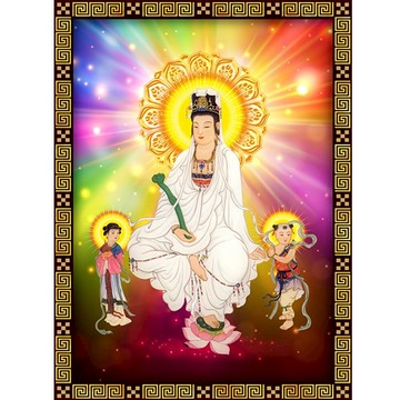 印花十字繡線繡送子觀音菩薩新款客廳供奉貼滿磚方圓5d鉆石畫