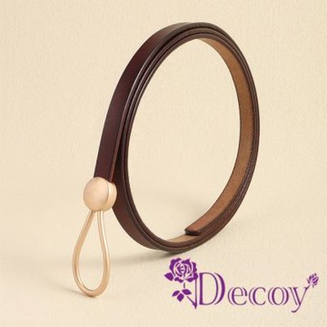 Decoy 商務百搭 簡約真皮打結細皮帶 棕色