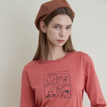 GIORDANO 女裝元氣萌寵印花長袖上衣【多色任選】