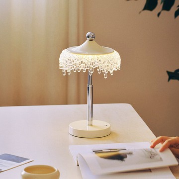 免運 開立發票 檯燈 床頭燈 夜燈 氛圍燈 裝飾燈 法式奶油風水滴臺燈高級感書房臥室床頭護眼燈現代簡約桌面擺件燈